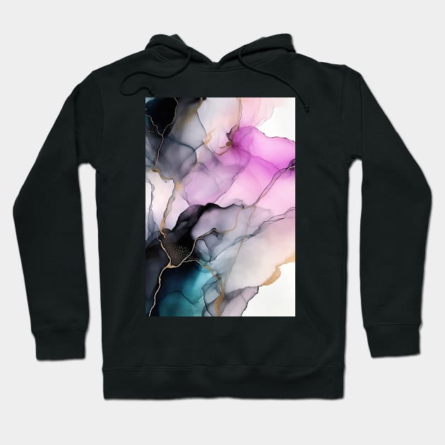 Flamingo Bayou - Abstract Alcohol Ink Art Hoodie by inkvestor